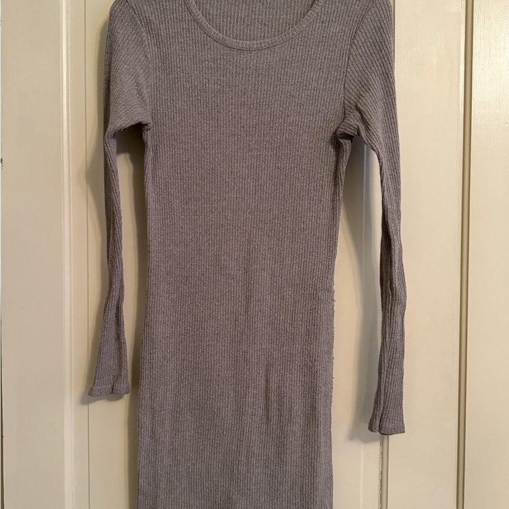 Brandy Melville Light Gray Long Sleeve Dress